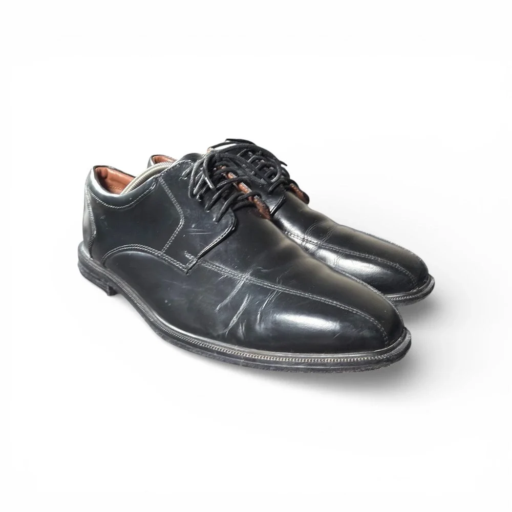 Rockport Mens Black Leather Cap Toe Lace Up Dress Shoes‎ Adiprene Size 10.5